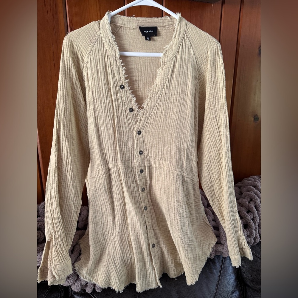 Beeson River Women's Beige Button-Down Shirt